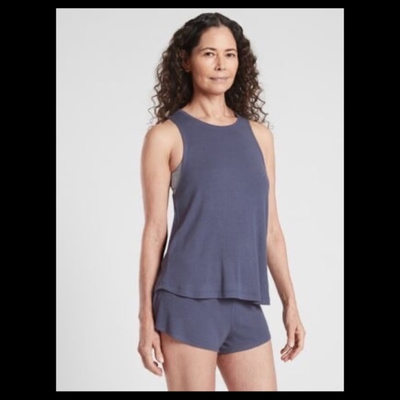 Athleta Well Rested Rib Sleep Tank Blue - Picture 3 of 7
